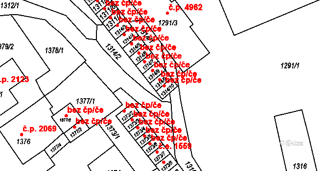 Chomutov 45055581 na parcele st. 1314/10 v KÚ Chomutov II, Katastrální mapa