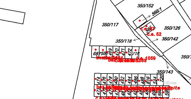 Černčice 46267581 na parcele st. 687 v KÚ Černčice u Loun, Katastrální mapa