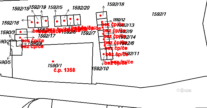 Praha 46765581 na parcele st. 1592/10 v KÚ Smíchov, Katastrální mapa