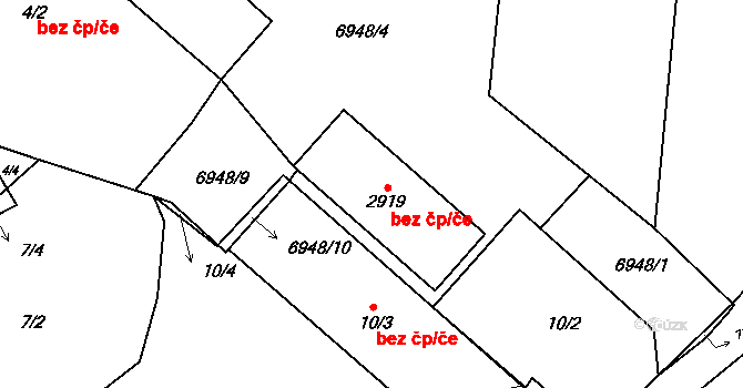 Žatec 47115581 na parcele st. 2919 v KÚ Žatec, Katastrální mapa