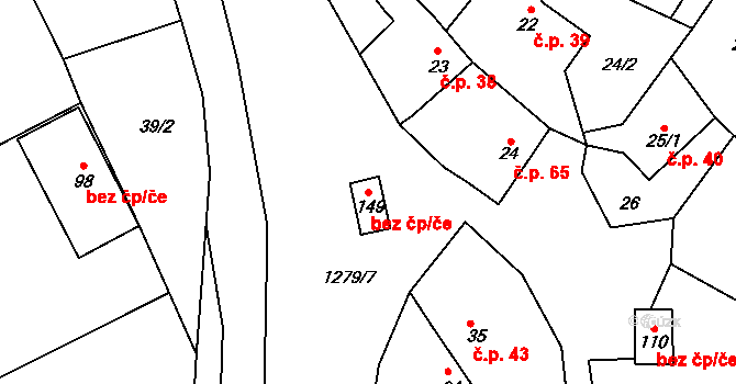 Střelice 47497581 na parcele st. 149 v KÚ Střelice u Jevišovic, Katastrální mapa