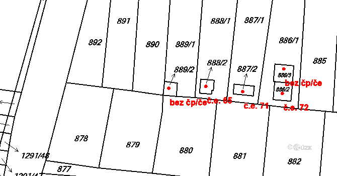 Opatovice 48912581 na parcele st. 889/2 v KÚ Opatovice u Rajhradu, Katastrální mapa