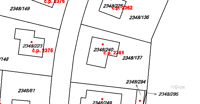 Pelhřimov 2361 na parcele st. 2348/240 v KÚ Pelhřimov, Katastrální mapa