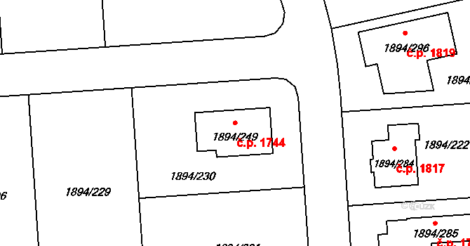 České Budějovice 2 1744, České Budějovice na parcele st. 1894/249 v KÚ České Budějovice 2, Katastrální mapa