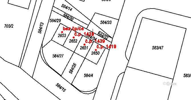 Třebechovice pod Orebem 1419 na parcele st. 2650 v KÚ Třebechovice pod Orebem, Katastrální mapa