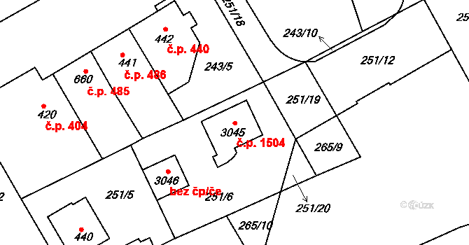 Neratovice 1504 na parcele st. 3045 v KÚ Neratovice, Katastrální mapa