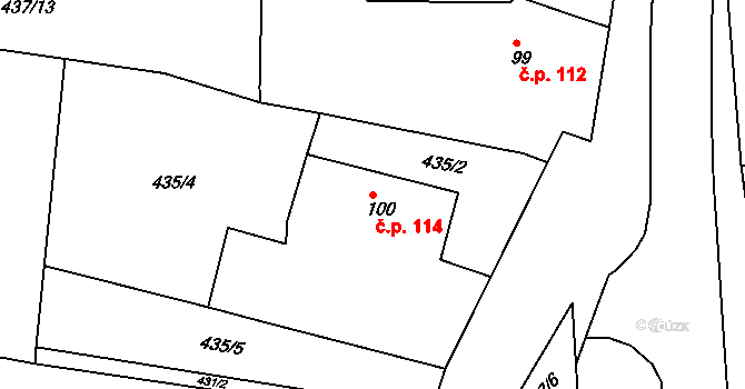 Smrkovice 114, Písek na parcele st. 100 v KÚ Smrkovice, Katastrální mapa