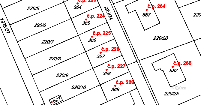Dolní Libchavy 226, Libchavy na parcele st. 367 v KÚ Dolní Libchavy, Katastrální mapa