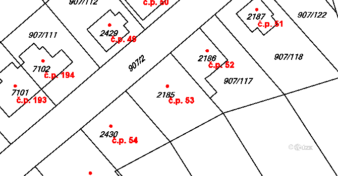 Beroun-Zavadilka 53, Beroun na parcele st. 2185 v KÚ Beroun, Katastrální mapa
