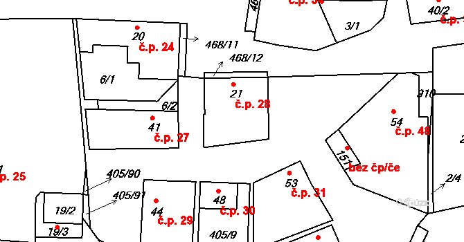 Zlončice 28 na parcele st. 21 v KÚ Zlončice, Katastrální mapa