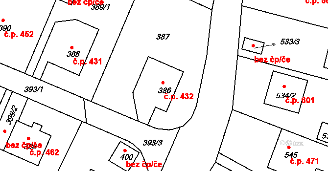 Veselí nad Lužnicí I 432, Veselí nad Lužnicí na parcele st. 386 v KÚ Veselí nad Lužnicí, Katastrální mapa