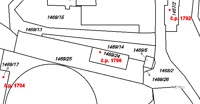 Rychnov nad Kněžnou 1796 na parcele st. 1469/24 v KÚ Rychnov nad Kněžnou, Katastrální mapa