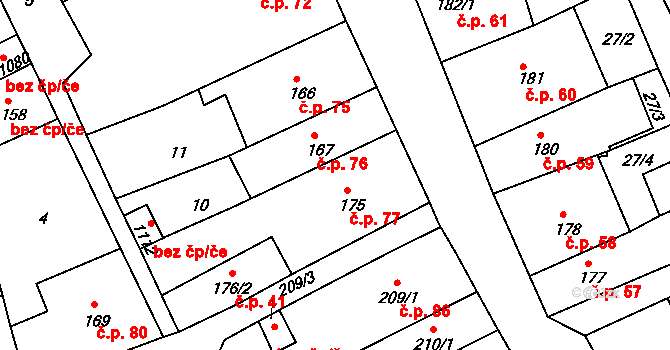 Broumov 77 na parcele st. 175 v KÚ Broumov, Katastrální mapa