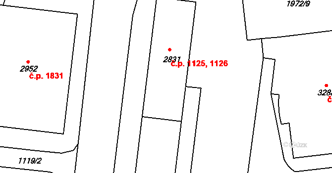 Náchod 1125,1126 na parcele st. 2831 v KÚ Náchod, Katastrální mapa