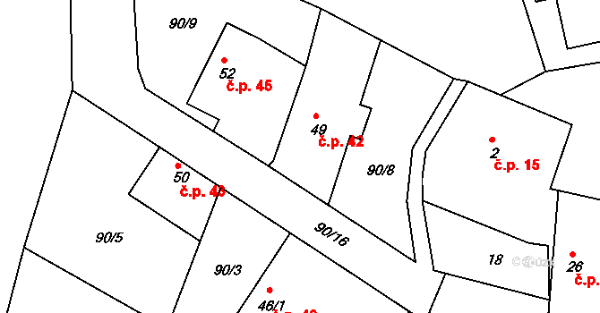 Kozašice 42, Jankovice na parcele st. 49 v KÚ Kozašice, Katastrální mapa
