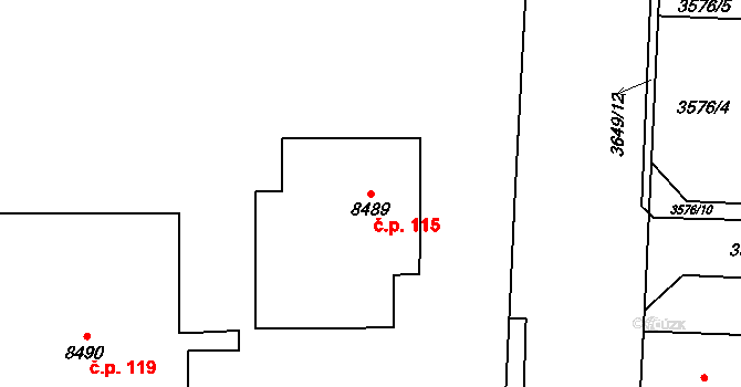 Cihelna 115, Pardubice na parcele st. 8489 v KÚ Pardubice, Katastrální mapa