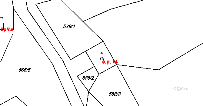 Bořanovice 14, Vimperk na parcele st. 15 v KÚ Bořanovice u Vimperka, Katastrální mapa