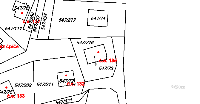 Kovářov 135, Frymburk na parcele st. 547/73 v KÚ Frymburk, Katastrální mapa