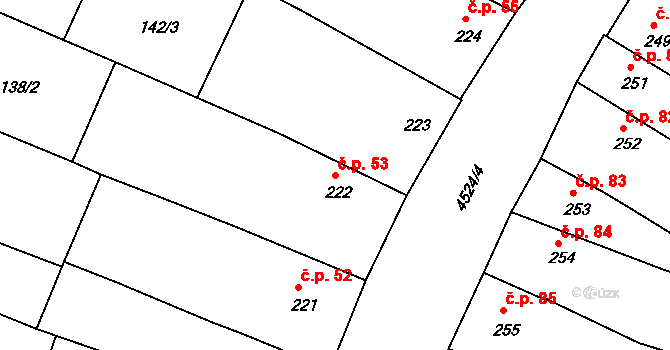 Počátky 53 na parcele st. 222 v KÚ Počátky, Katastrální mapa