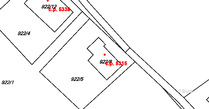 Proseč nad Nisou 5315, Jablonec nad Nisou na parcele st. 922/8 v KÚ Proseč nad Nisou, Katastrální mapa