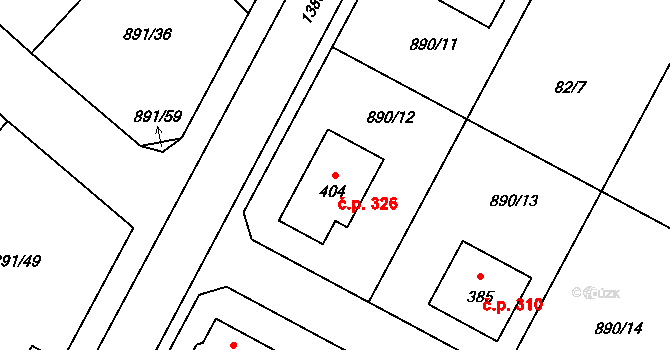 Krakovany 326 na parcele st. 404 v KÚ Krakovany, Katastrální mapa