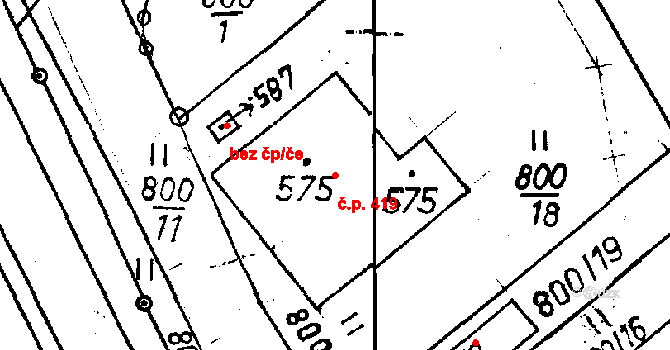 Jeřmanice 419 na parcele st. 575 v KÚ Jeřmanice, Katastrální mapa