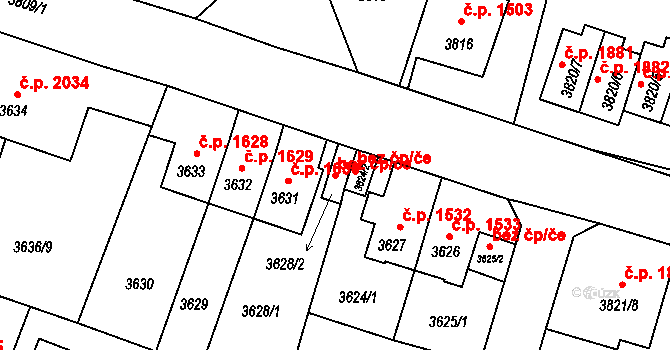 Litoměřice 99176581 na parcele st. 3628/2 v KÚ Litoměřice, Katastrální mapa