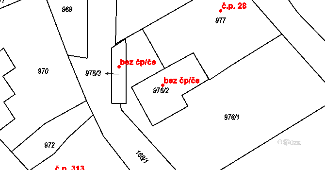 Rumburk 101152582 na parcele st. 976/2 v KÚ Horní Jindřichov, Katastrální mapa