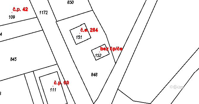 Černíny 103374582 na parcele st. 152 v KÚ Bahno, Katastrální mapa