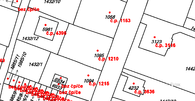 Jablonec nad Nisou 1210 na parcele st. 1095 v KÚ Jablonec nad Nisou, Katastrální mapa