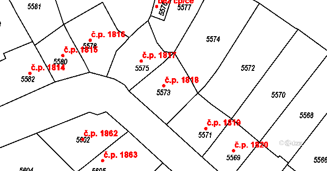 Kročehlavy 1818, Kladno na parcele st. 5573 v KÚ Kročehlavy, Katastrální mapa