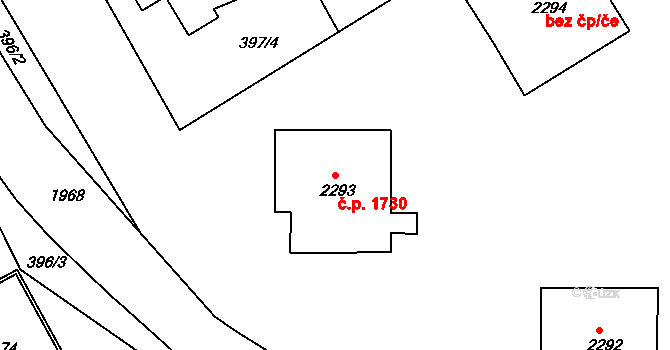 Brandýs nad Labem 1730, Brandýs nad Labem-Stará Boleslav na parcele st. 2293 v KÚ Brandýs nad Labem, Katastrální mapa