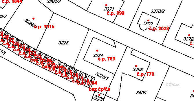 Děčín VI-Letná 769, Děčín na parcele st. 3224 v KÚ Podmokly, Katastrální mapa
