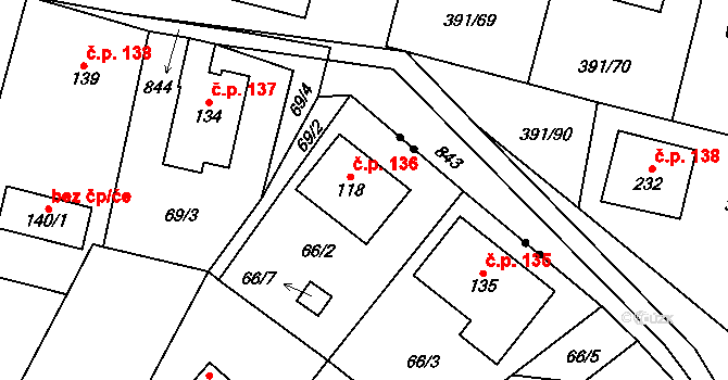 Rovné 136, Krabčice na parcele st. 118 v KÚ Rovné pod Řípem, Katastrální mapa