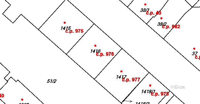 Hluboká nad Vltavou 976 na parcele st. 1416 v KÚ Hluboká nad Vltavou, Katastrální mapa