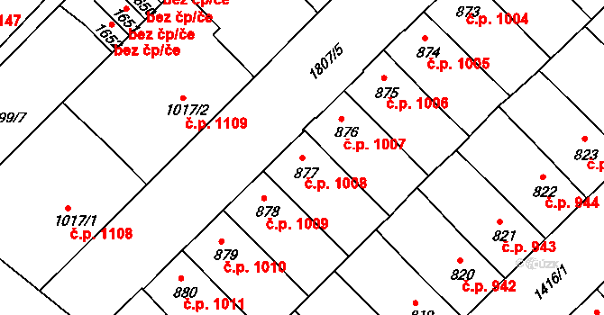 Předměstí 1008, Svitavy na parcele st. 877 v KÚ Svitavy-předměstí, Katastrální mapa