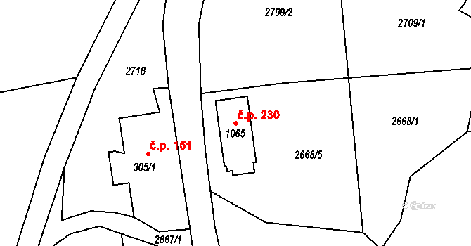 Jílové 230 na parcele st. 1065 v KÚ Jílové u Děčína, Katastrální mapa
