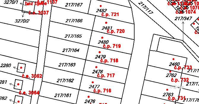 Sezimovo Ústí 718 na parcele st. 2479 v KÚ Sezimovo Ústí, Katastrální mapa