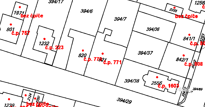 Kateřinky 771, Opava na parcele st. 821 v KÚ Kateřinky u Opavy, Katastrální mapa