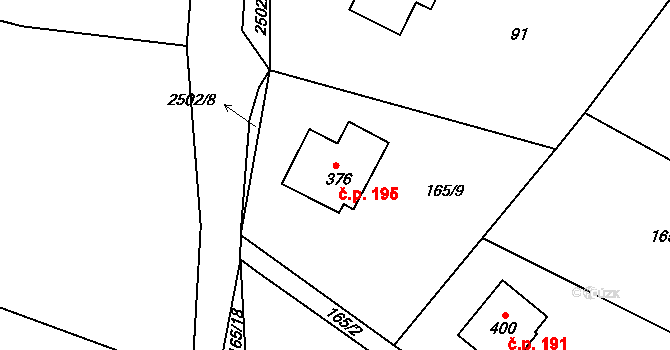 Sklenařice 195, Vysoké nad Jizerou na parcele st. 376 v KÚ Sklenařice, Katastrální mapa