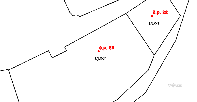 Františkov nad Ploučnicí 89 na parcele st. 108/2 v KÚ Františkov nad Ploučnicí, Katastrální mapa