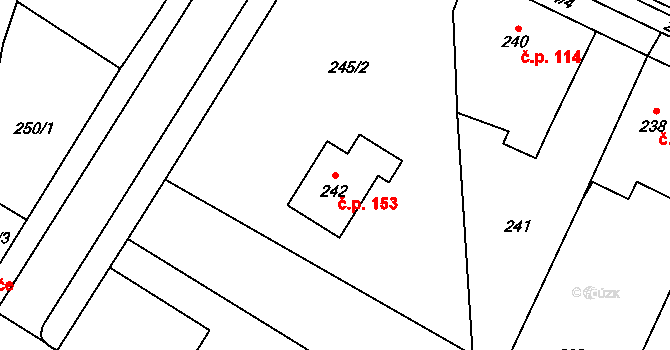 Libišany 153 na parcele st. 242 v KÚ Libišany, Katastrální mapa