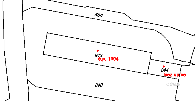 Poruba 1104, Ostrava na parcele st. 843 v KÚ Poruba, Katastrální mapa