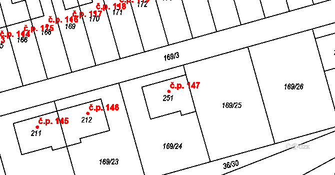 Heroltice 147, Hoštice-Heroltice na parcele st. 251 v KÚ Heroltice, Katastrální mapa