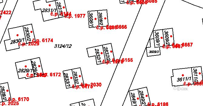 Zlín 1978 na parcele st. 2832/1 v KÚ Zlín, Katastrální mapa