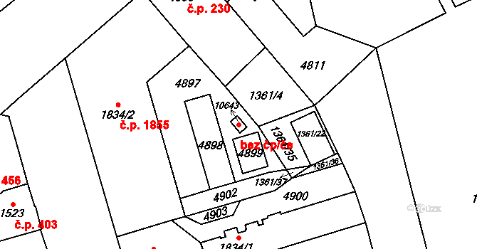 Pardubice 42474582 na parcele st. 10643 v KÚ Pardubice, Katastrální mapa