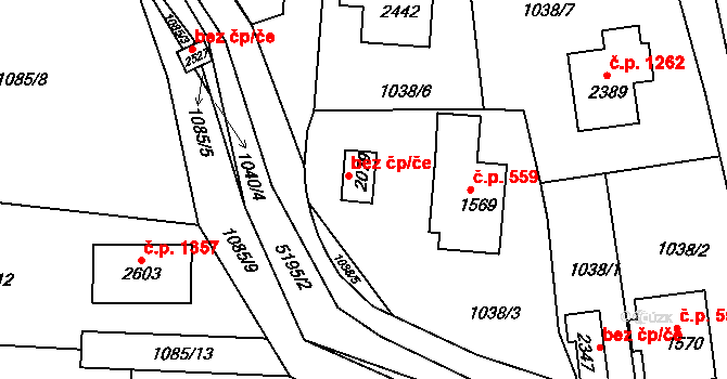 Vizovice 43672582 na parcele st. 2079 v KÚ Vizovice, Katastrální mapa