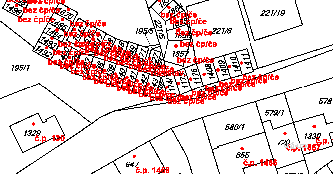 Nový Jičín 44870582 na parcele st. 1174/1 v KÚ Nový Jičín-Dolní Předměstí, Katastrální mapa