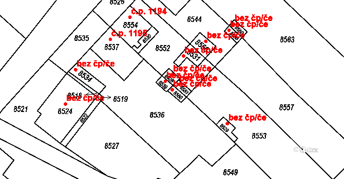 Mikulov 48220582 na parcele st. 8550 v KÚ Mikulov na Moravě, Katastrální mapa