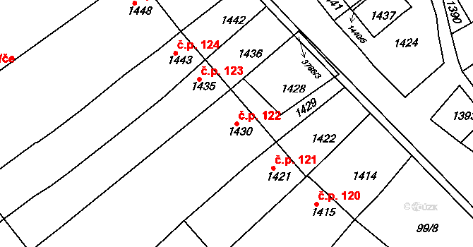 Nivnice 122 na parcele st. 1430 v KÚ Nivnice, Katastrální mapa